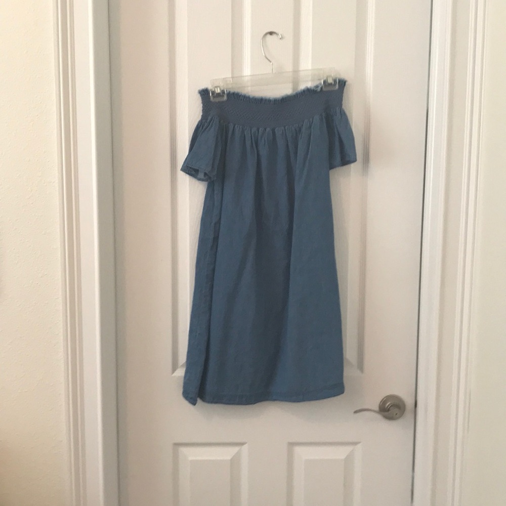 Denim off shoulder dress